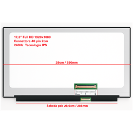 Display LCD Clevo PC70DR   17,3" LED FHD 1920X1080 40 PIN  240Hz