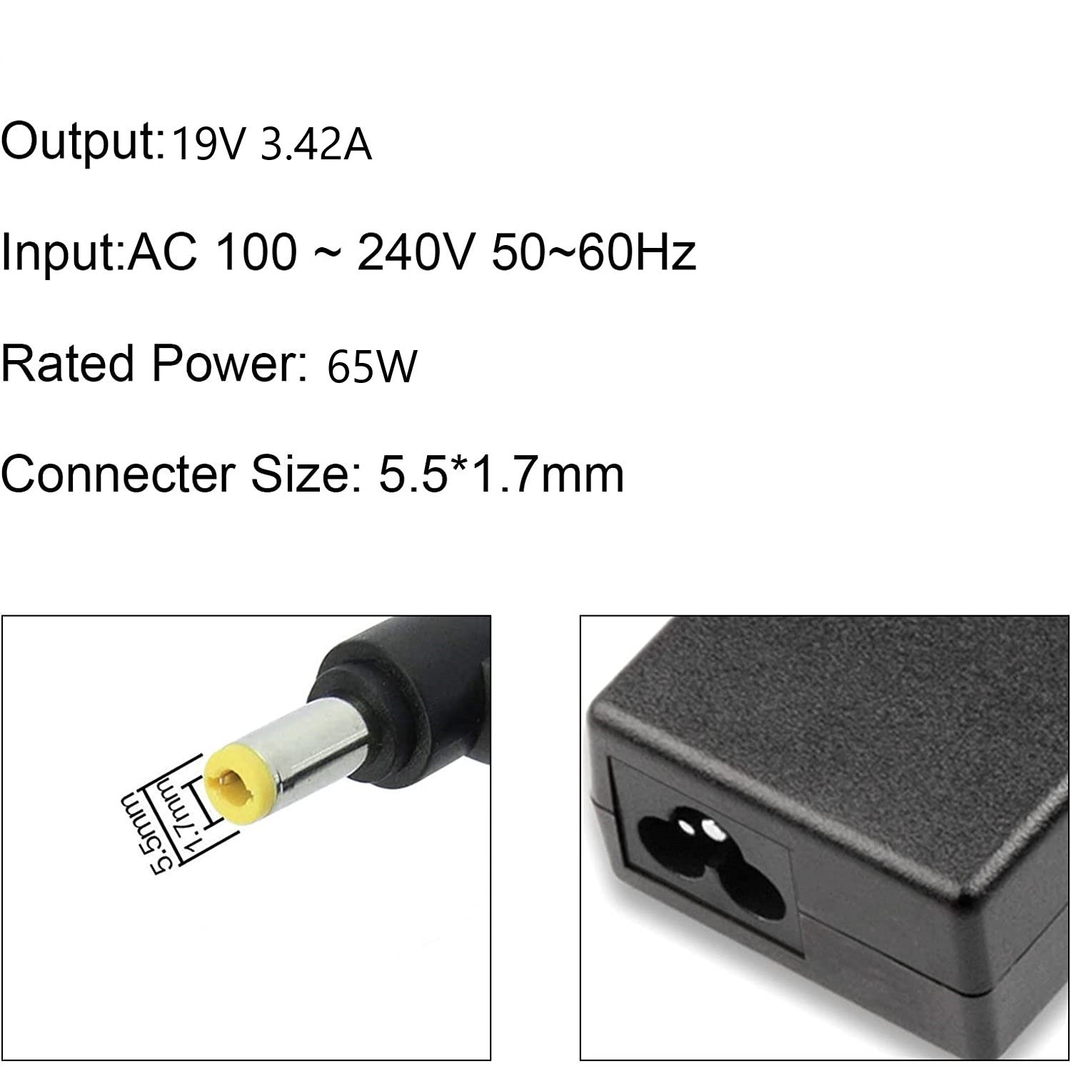 ACER 65W 65WATT 19V 3.42A TECNO NETZTEIL FÜR NOTEBOOK 65WATT KOMPATIBEL - Bild 2 von 3