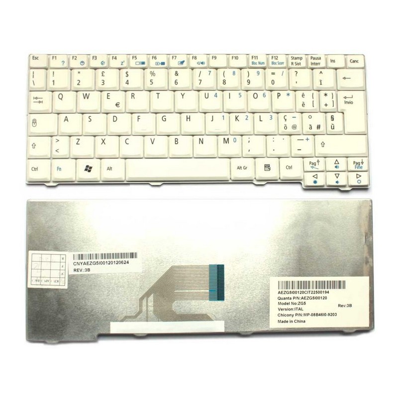 Tastiera Italiana per notebook ACER One ZG5 D150 D250 A110 A150 White KAV60