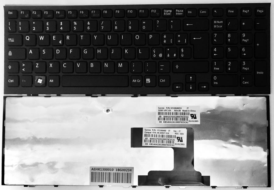 Tastiera ITA AEHK1I00010 Nero con Frame Sony Vaio VPC-EH Series 