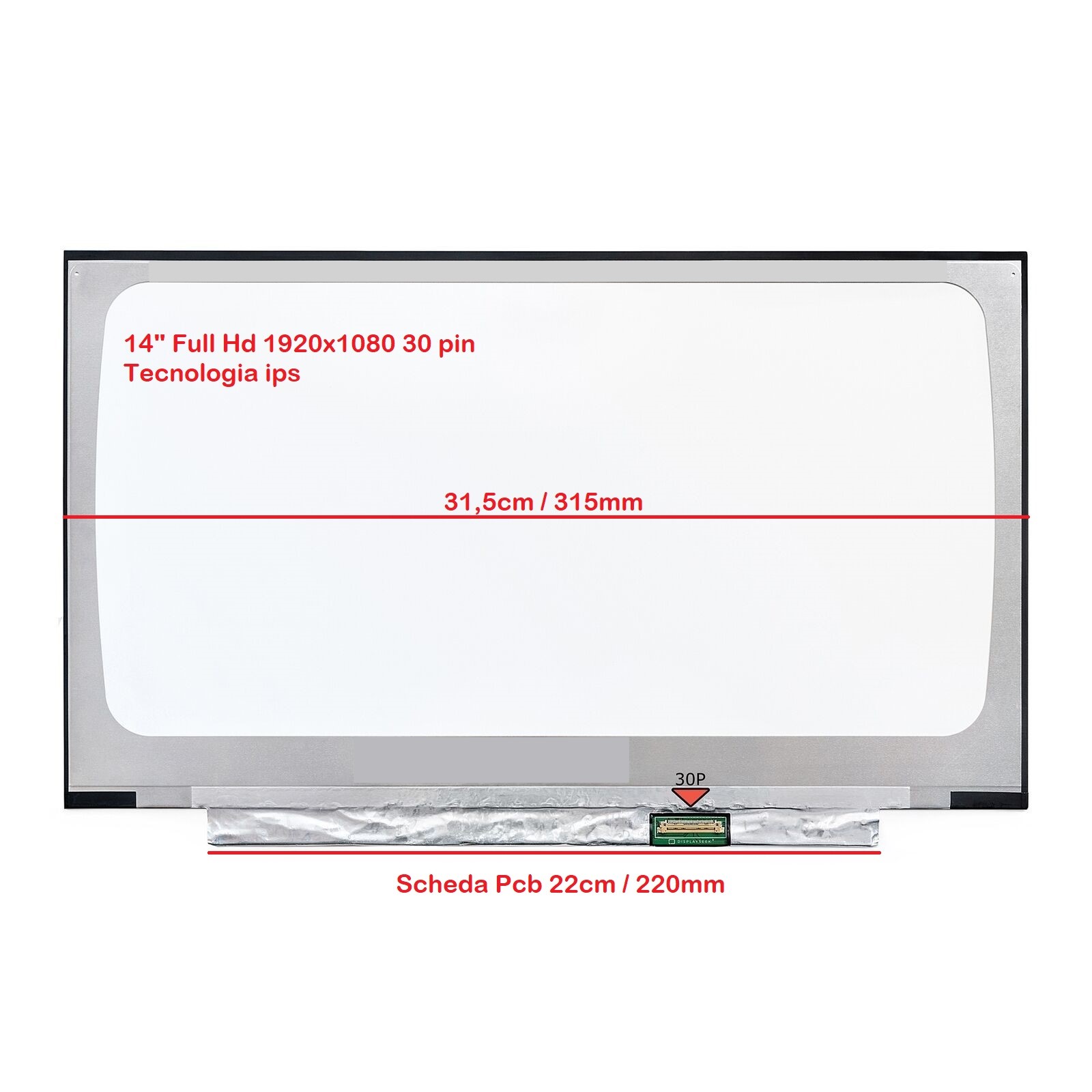NV140FHM-N4K V8.0 Display lcd schermo 14" led Slim 30 pin wxga (1920X1080) IPS - Afbeelding 2 van 4