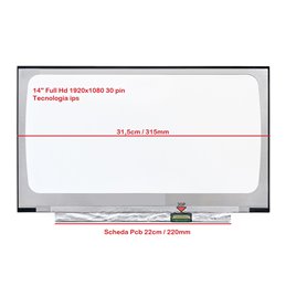 Display Lcd Fujitsu LIFEBOOK E5412 SERIES 14" led Slim 30 pin wxga  (1920X1080) IPS