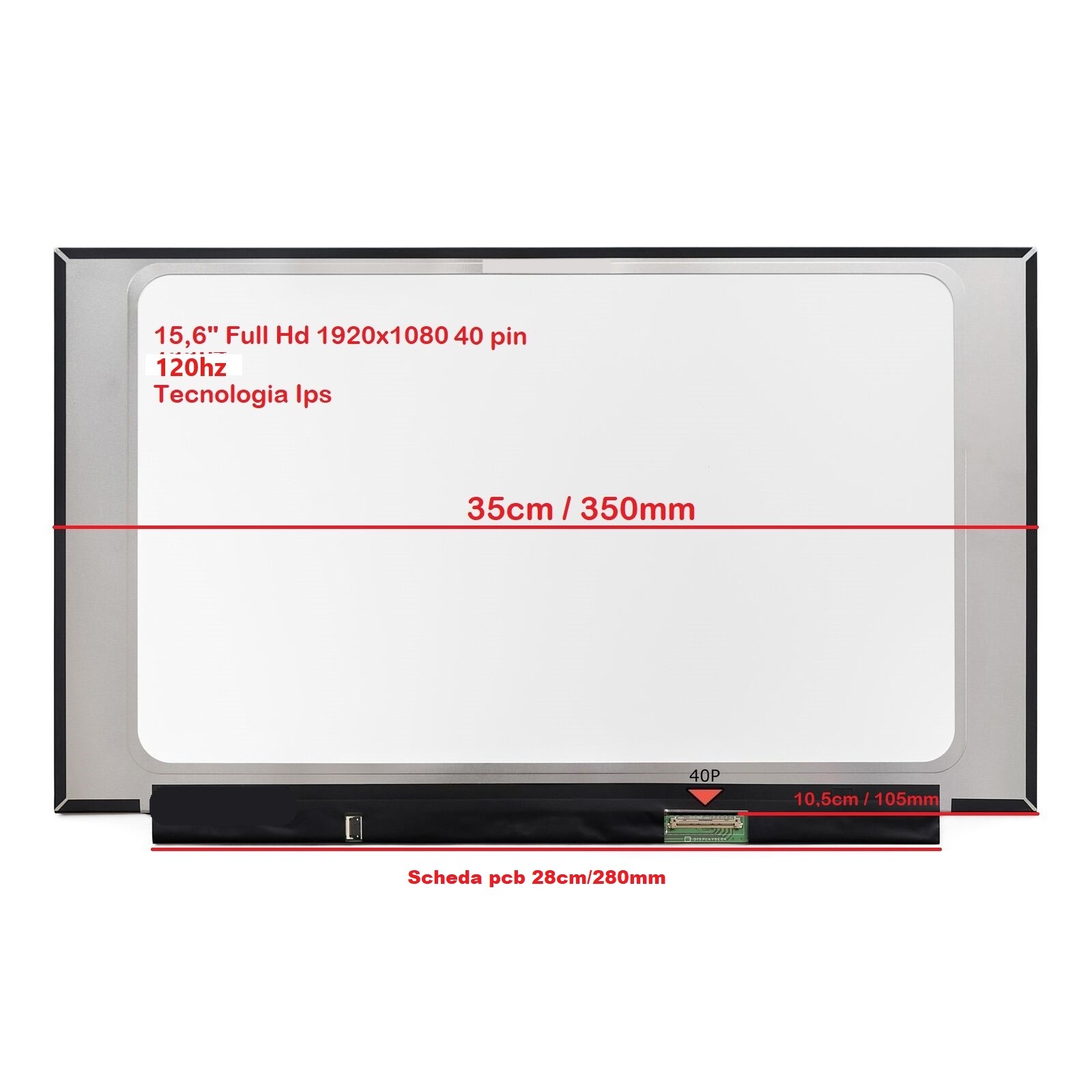 NE156FHM-NX2 Display LCD 15,6 LED Slim 1920x1080 40 pin FHD IPS 120hz. - Afbeelding 2 van 4